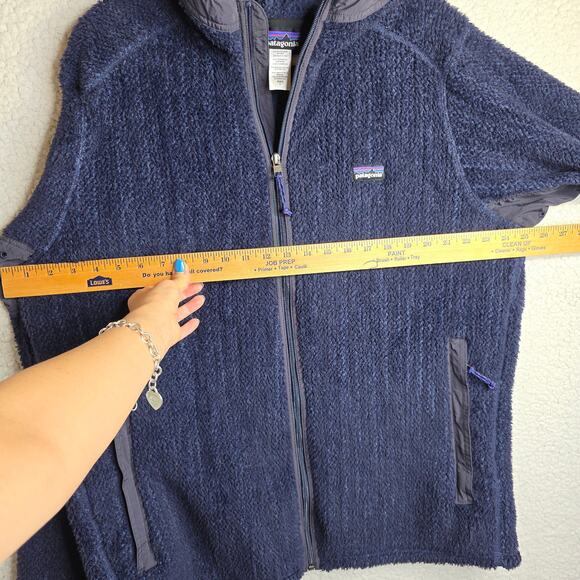 Patagonia M's Large Blue Navy Hooded Fleece Jacket W Zip Closures Pockets W Zip - Picture 12 of 16